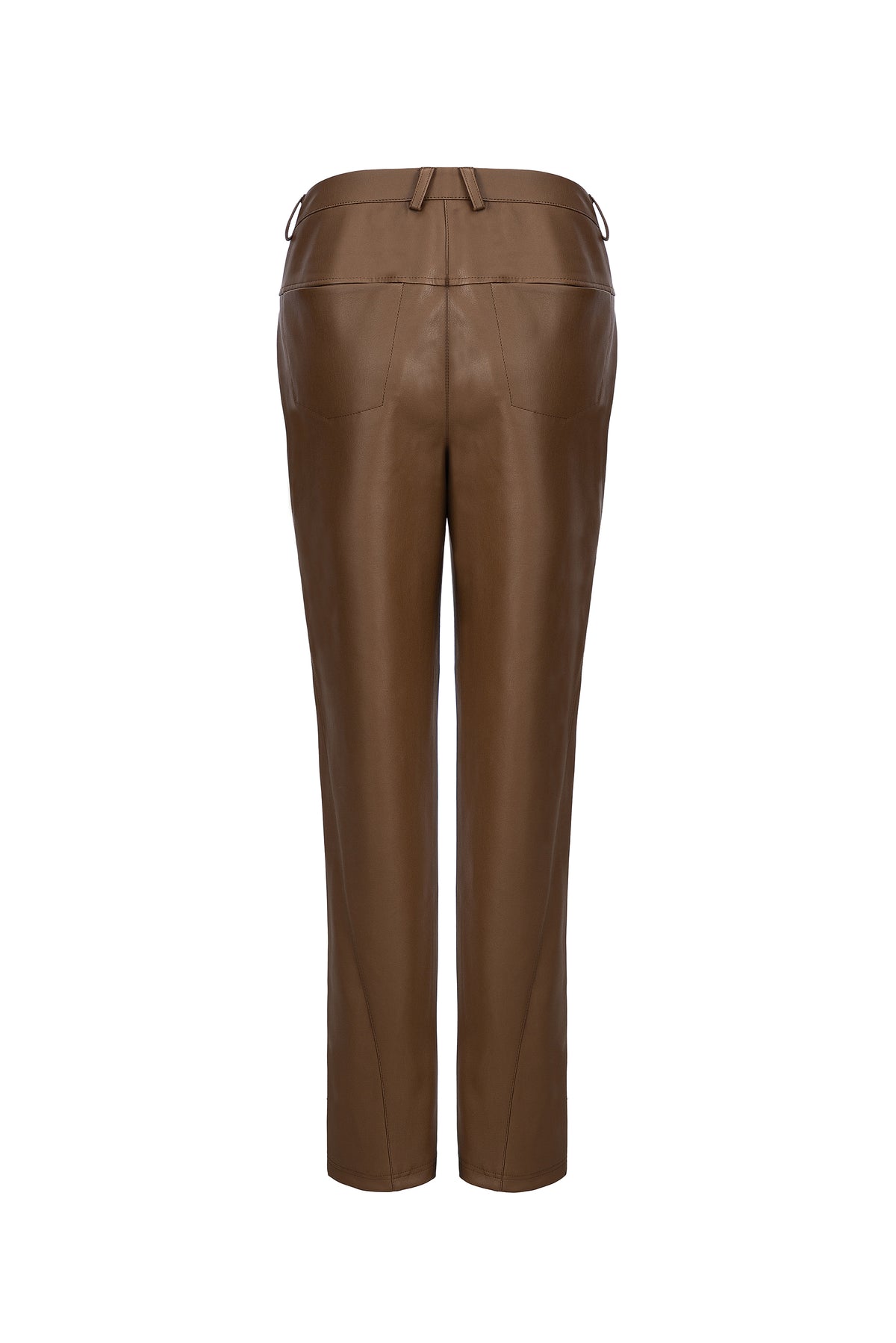 Faux Leather Trousers in Nut