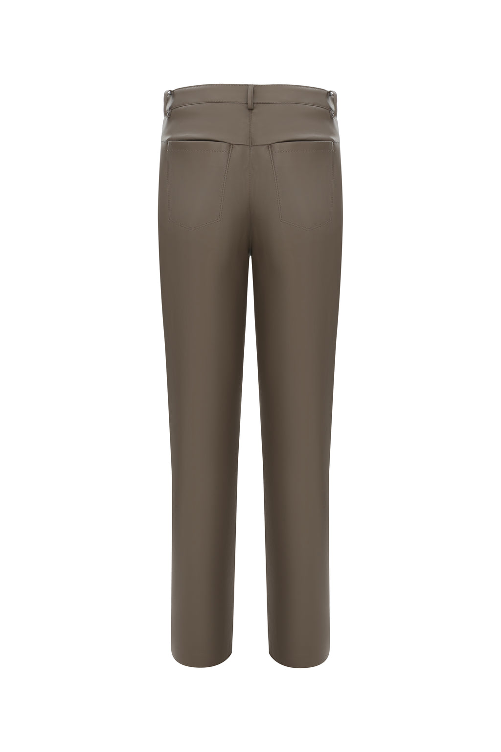 Faux Leather Straight Leg Trouser in Praline