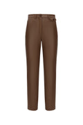 Faux Leather Straight Leg Trouser in Toffee