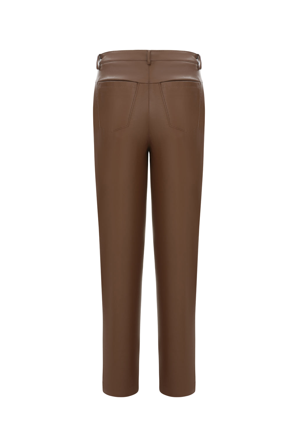 Faux Leather Straight Leg Trouser in Toffee