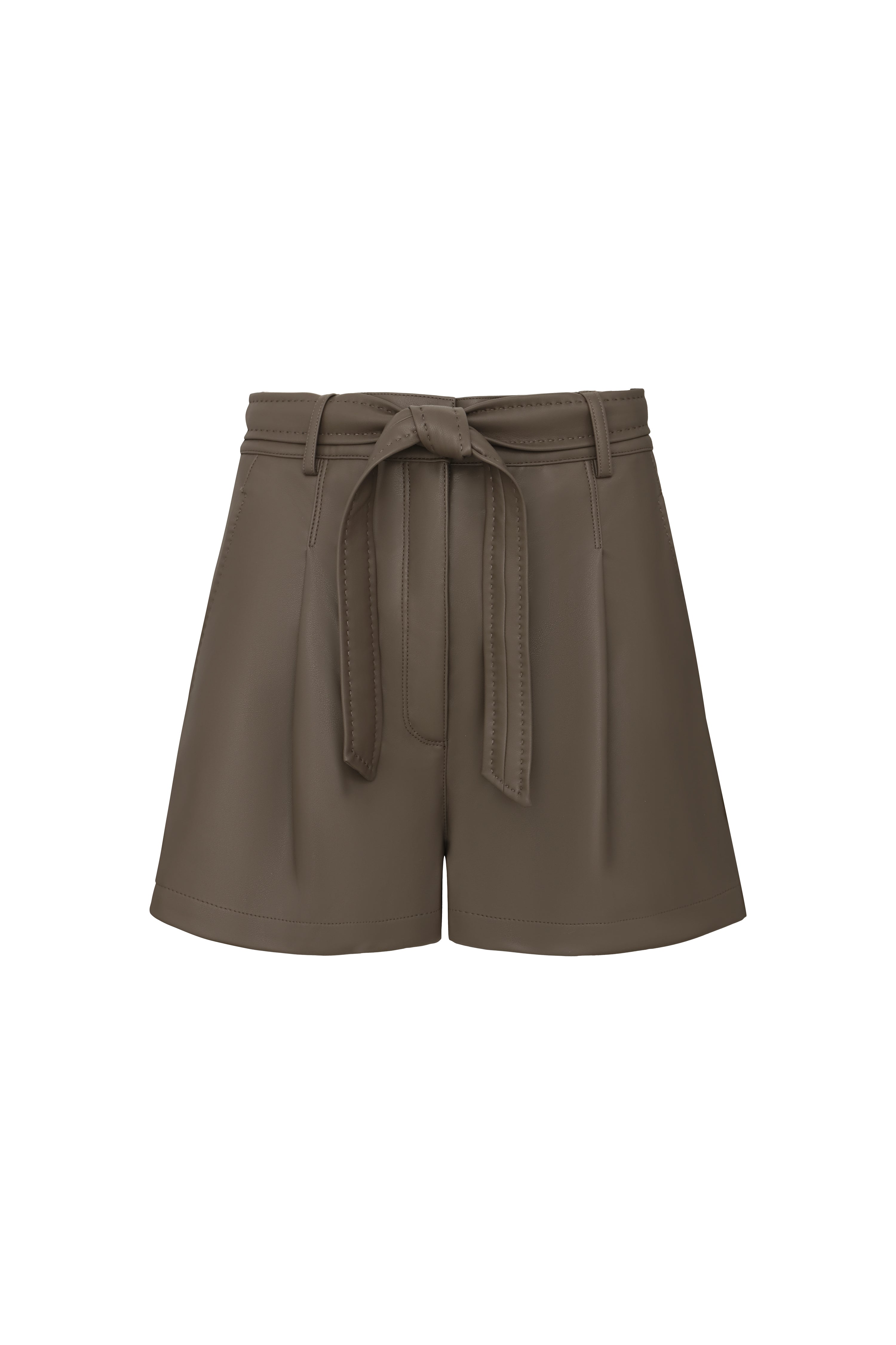 Faux Leather Shorts in Praline