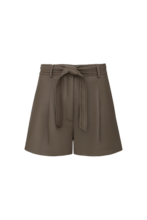 Faux Leather Shorts in Praline