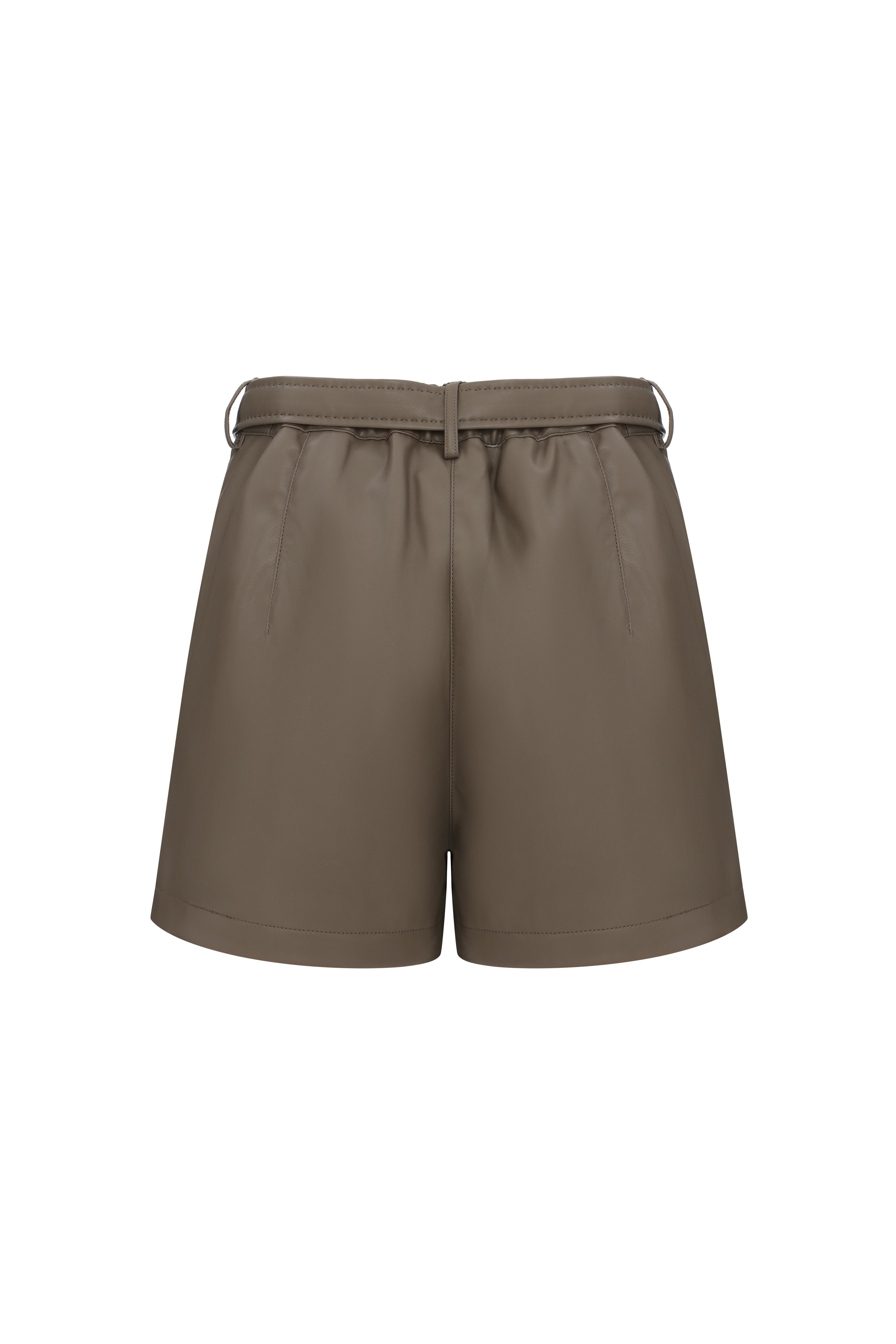 Faux Leather Shorts in Praline