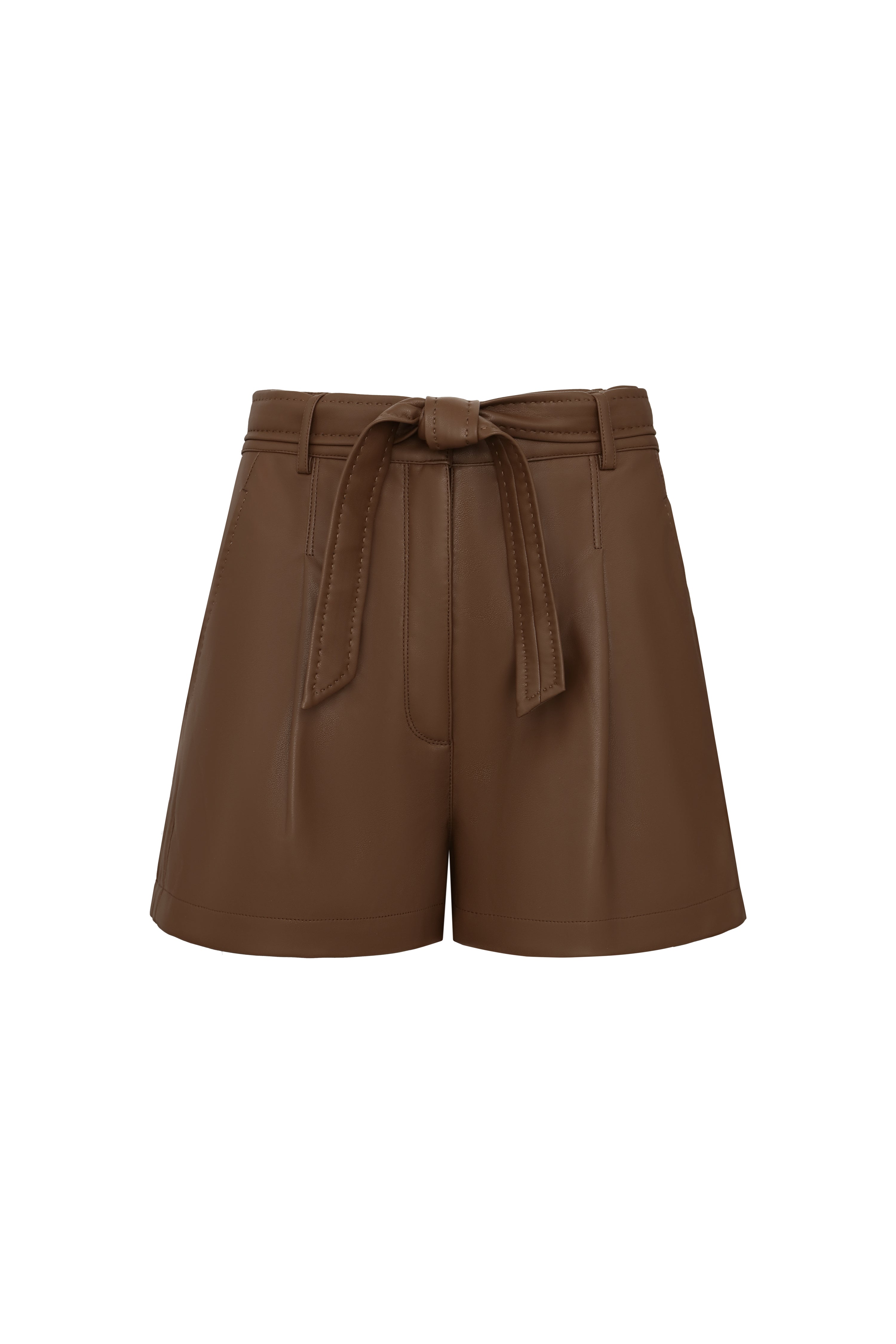 Faux Leather Shorts in Toffee