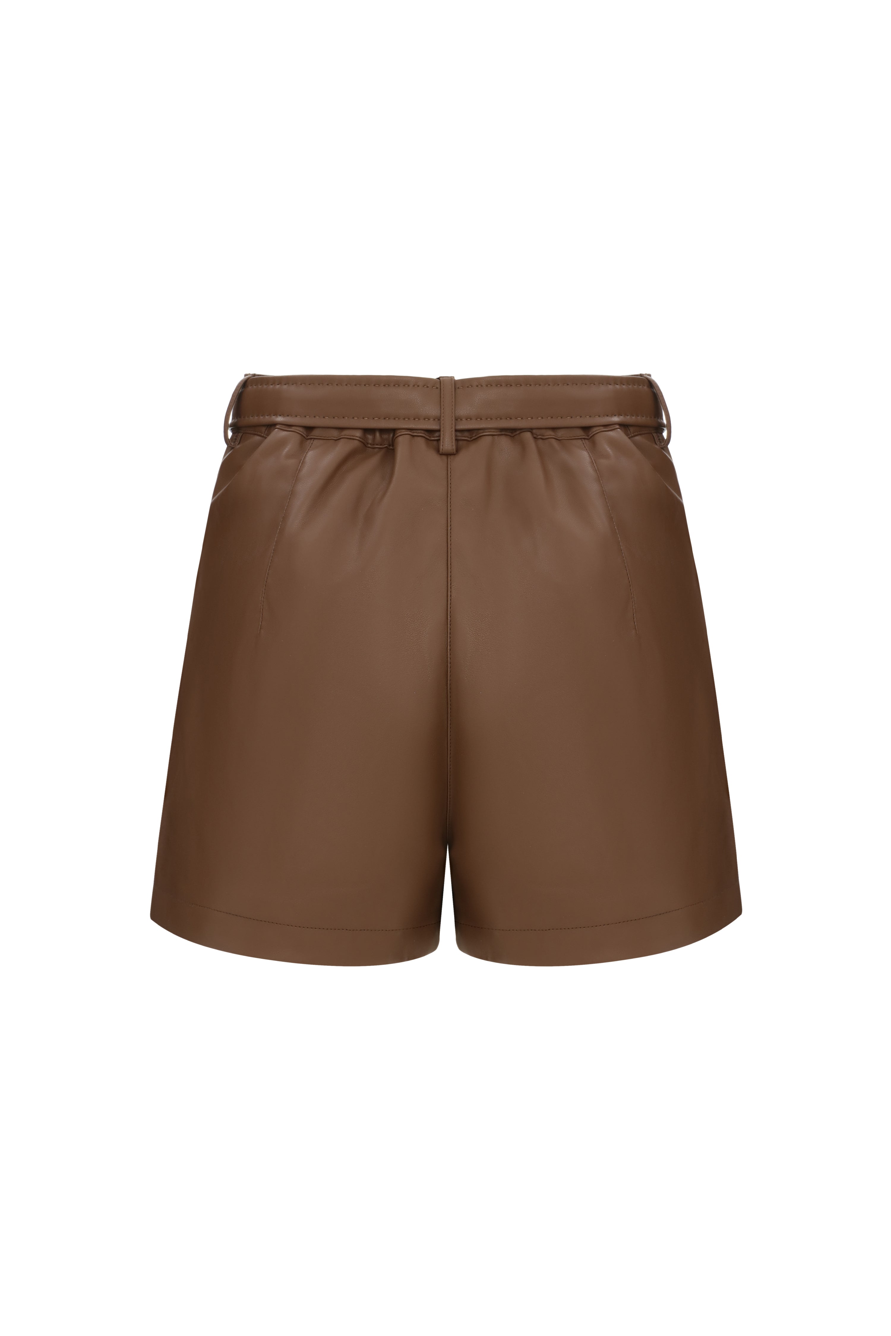 Faux Leather Shorts in Toffee