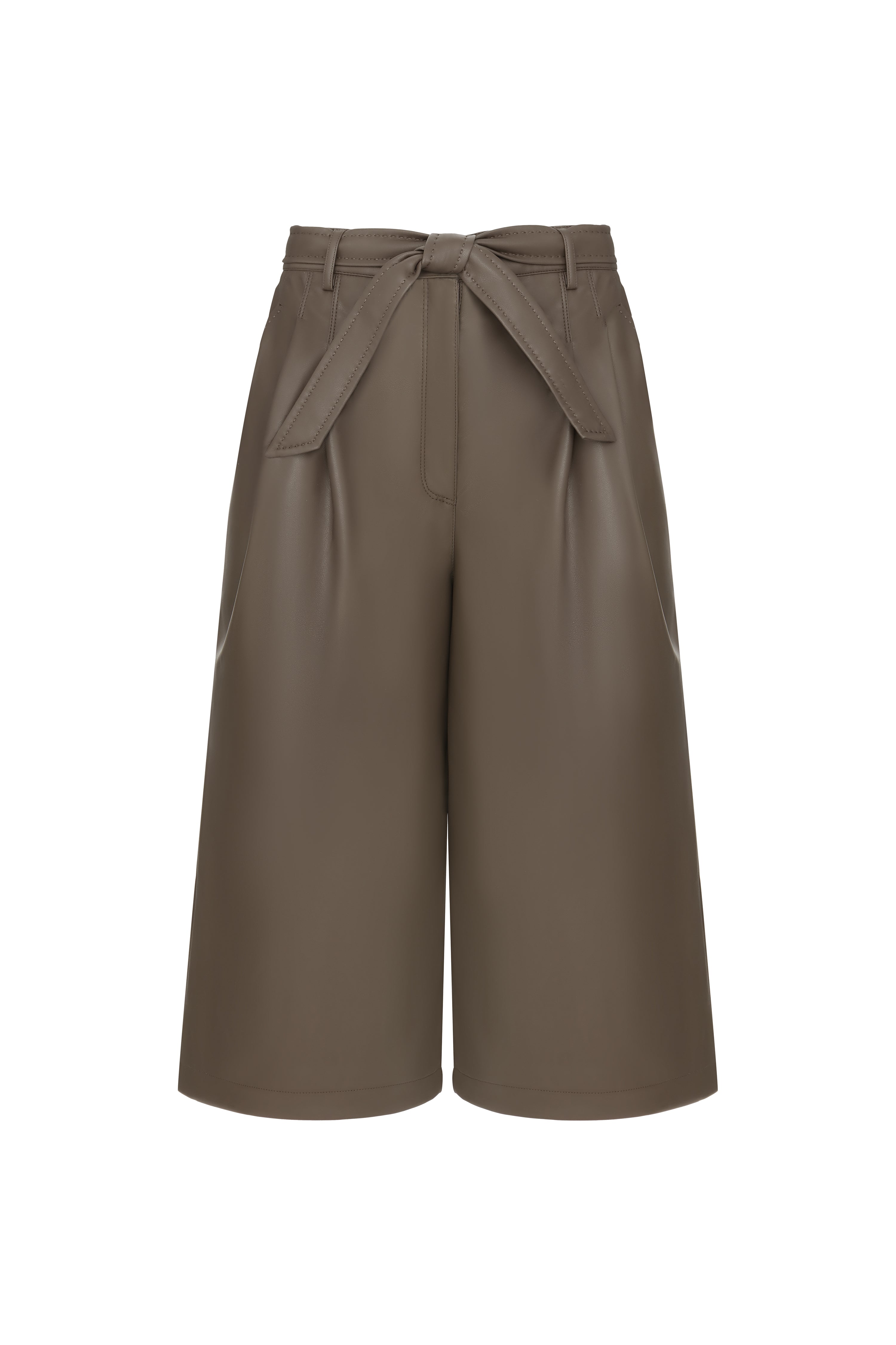 Faux Leather Culottes in Praline