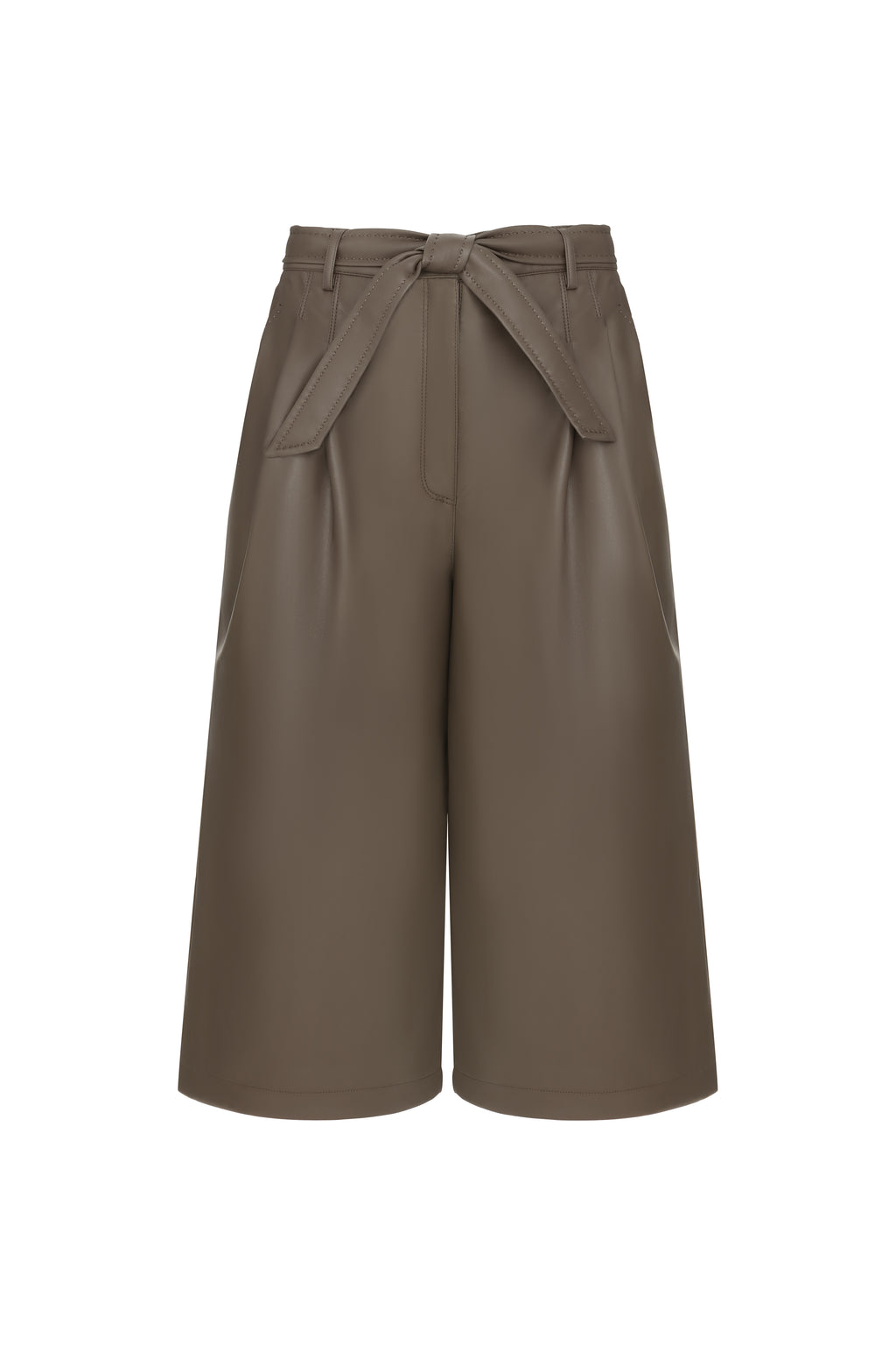 Faux Leather Culottes in Praline