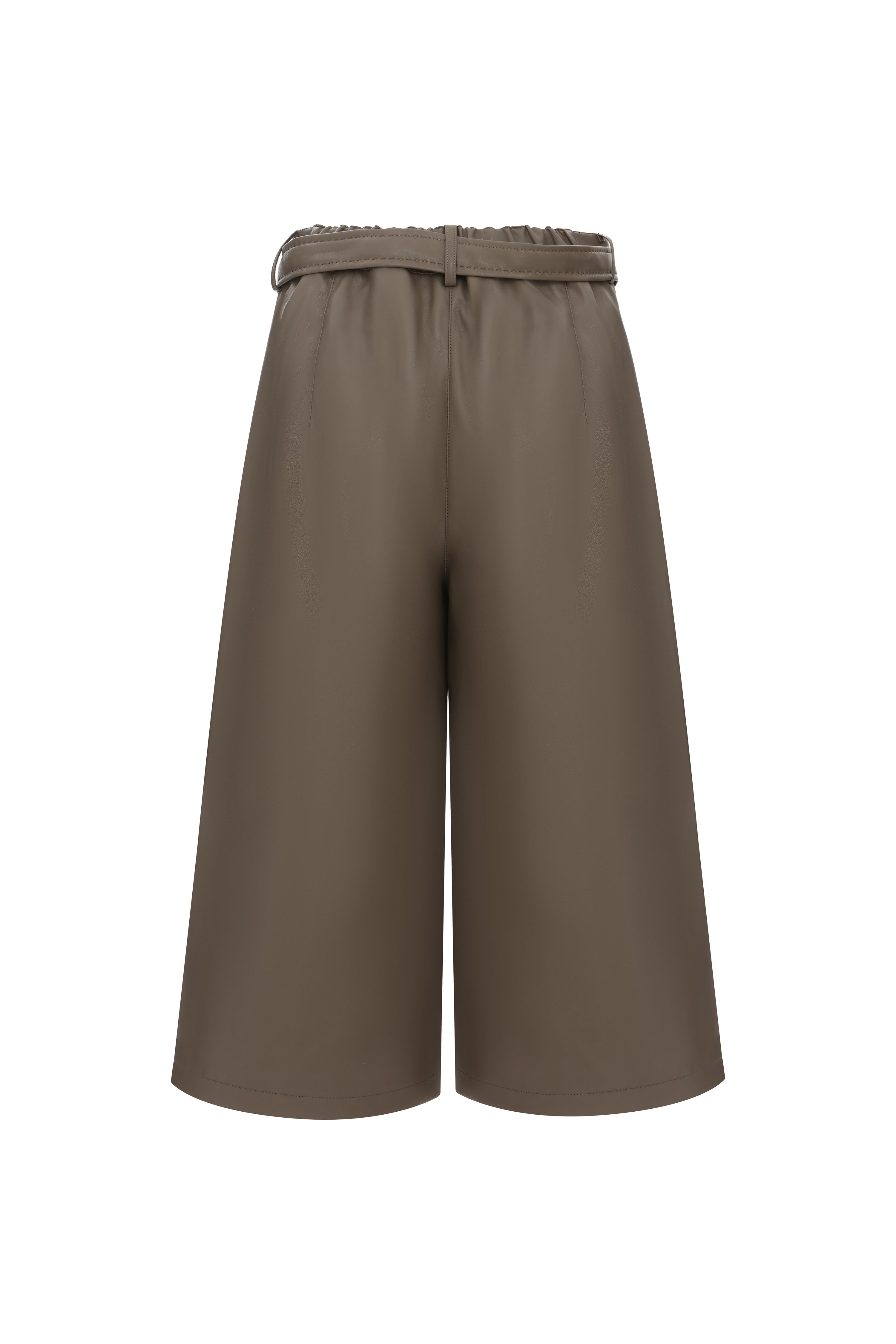 Faux Leather Culottes in Praline