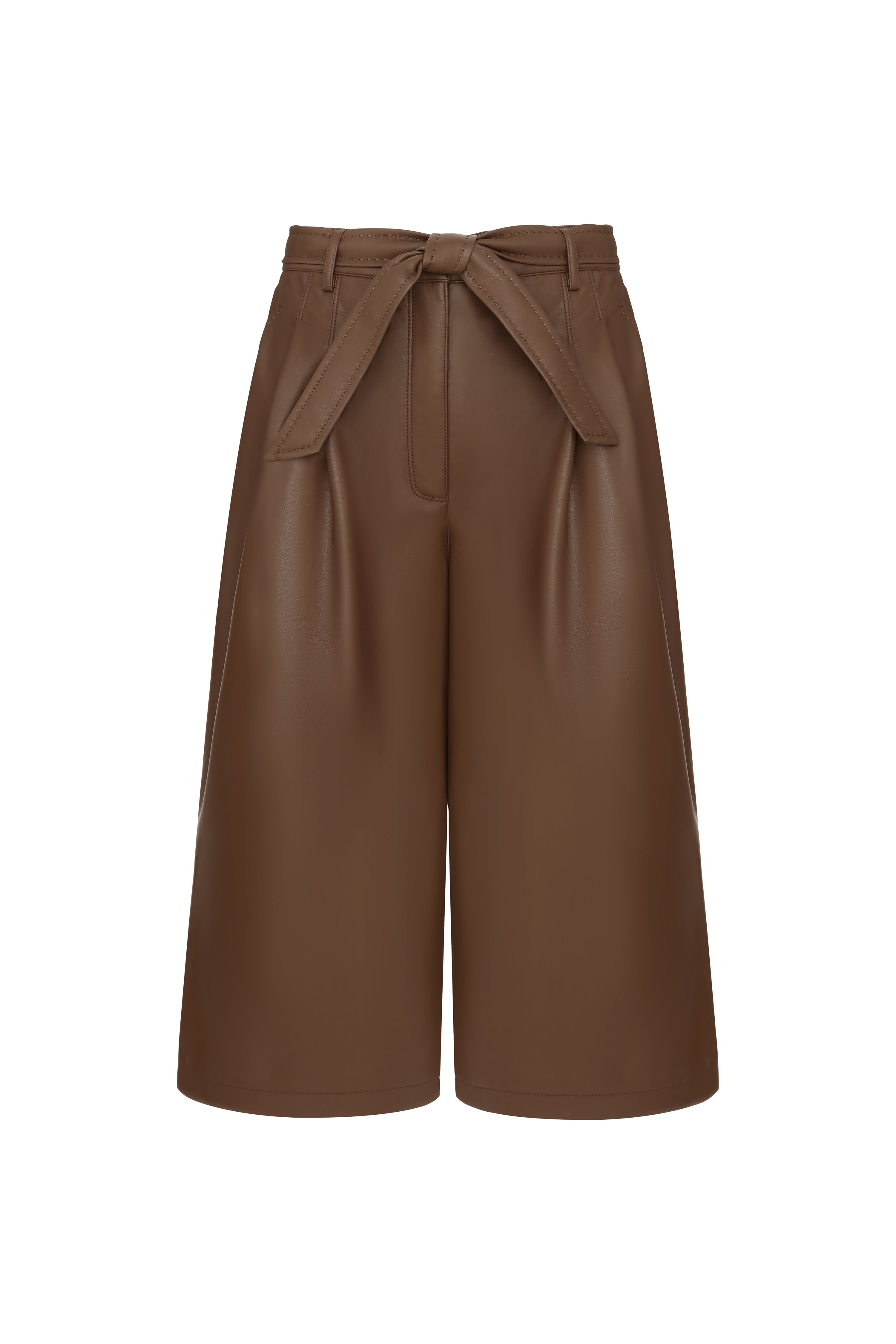 Faux Leather Culottes in Toffee