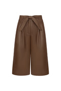 Faux Leather Culottes in Toffee