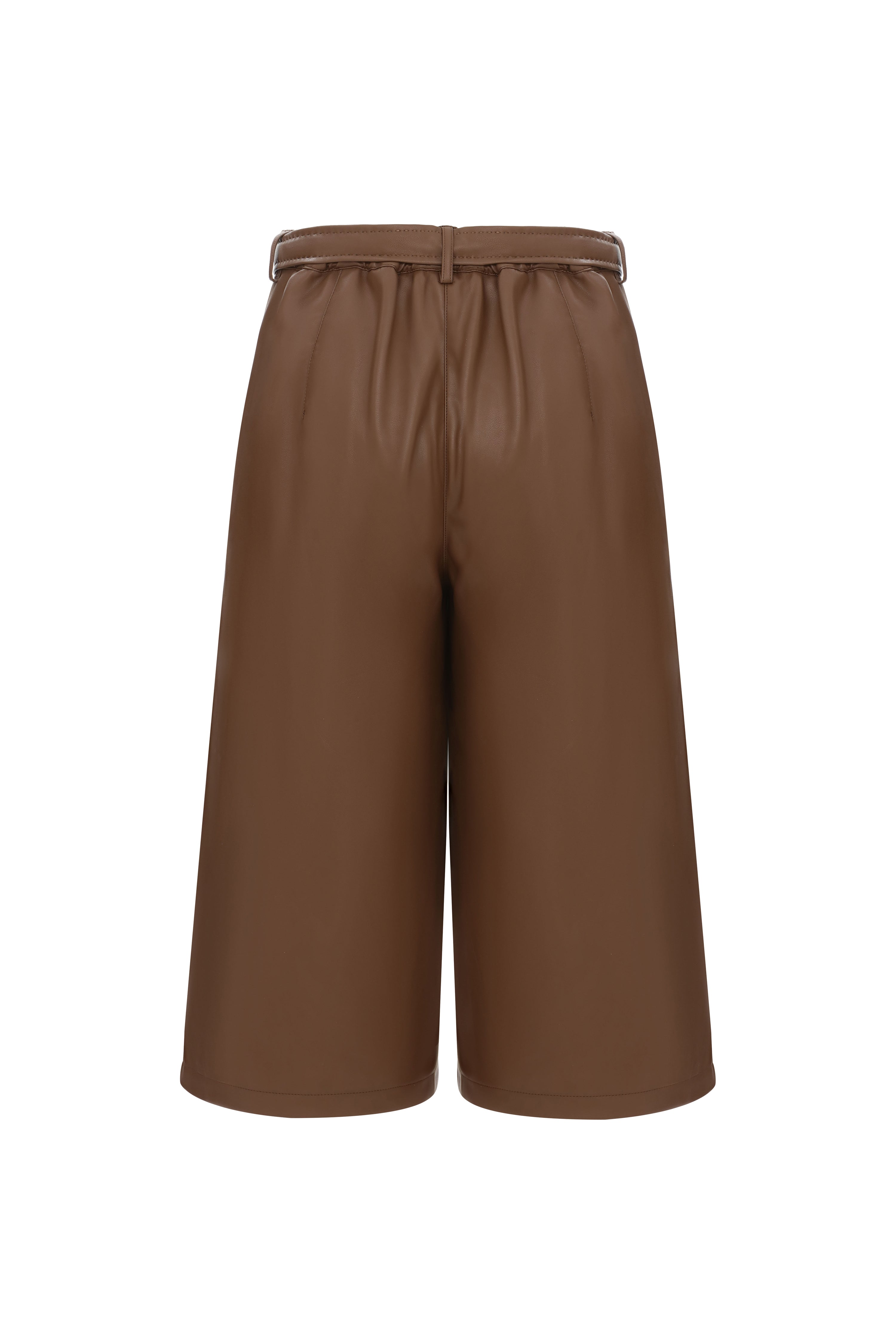 Faux Leather Culottes in Toffee