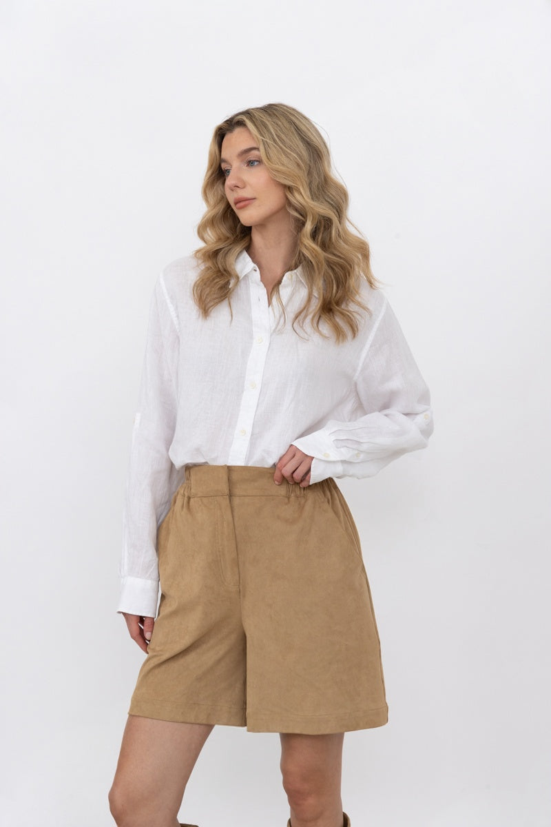 Wide Leg Culottes in Biscuit