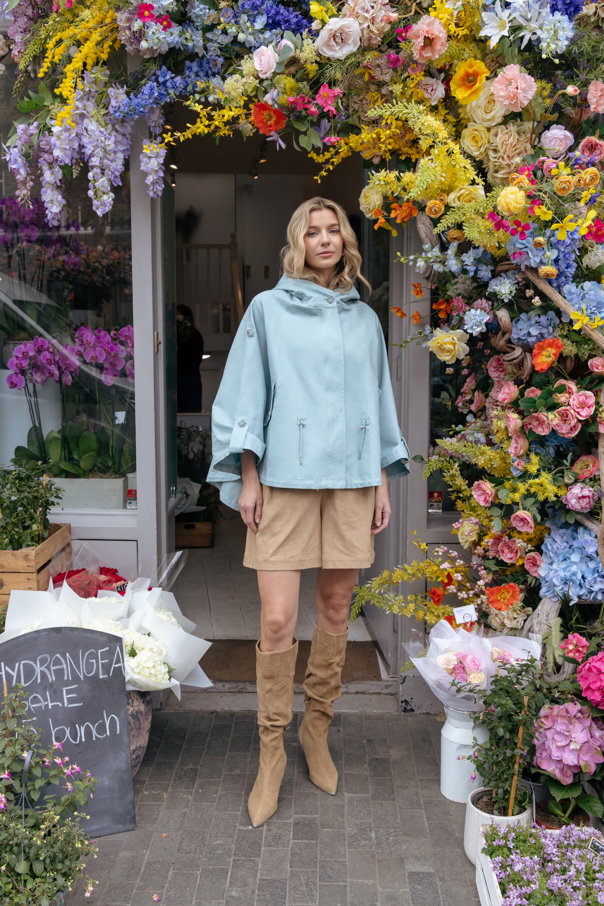 Shower Resistant Cape in Sky