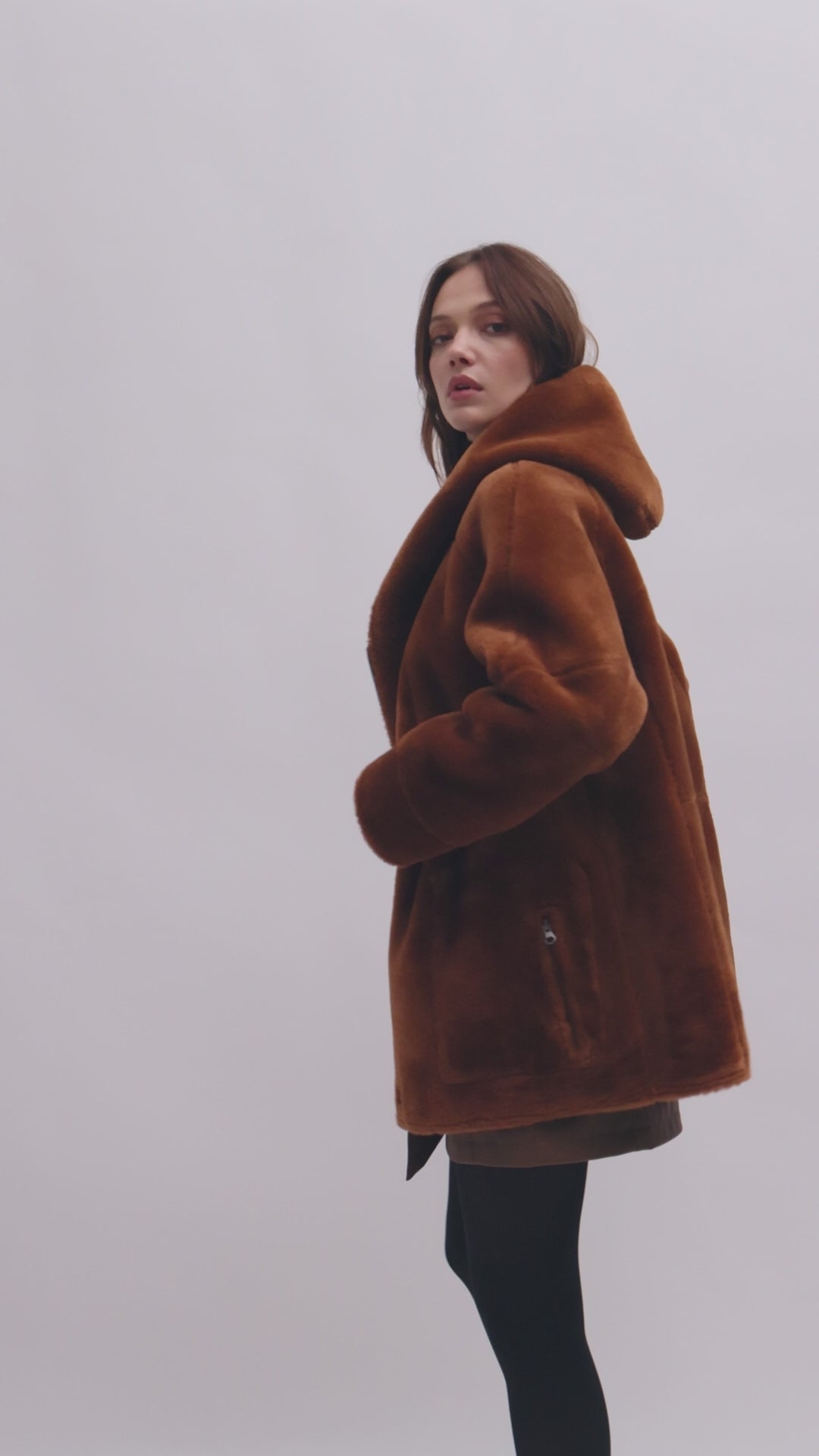 Reversible Hooded Jacket in Toffee