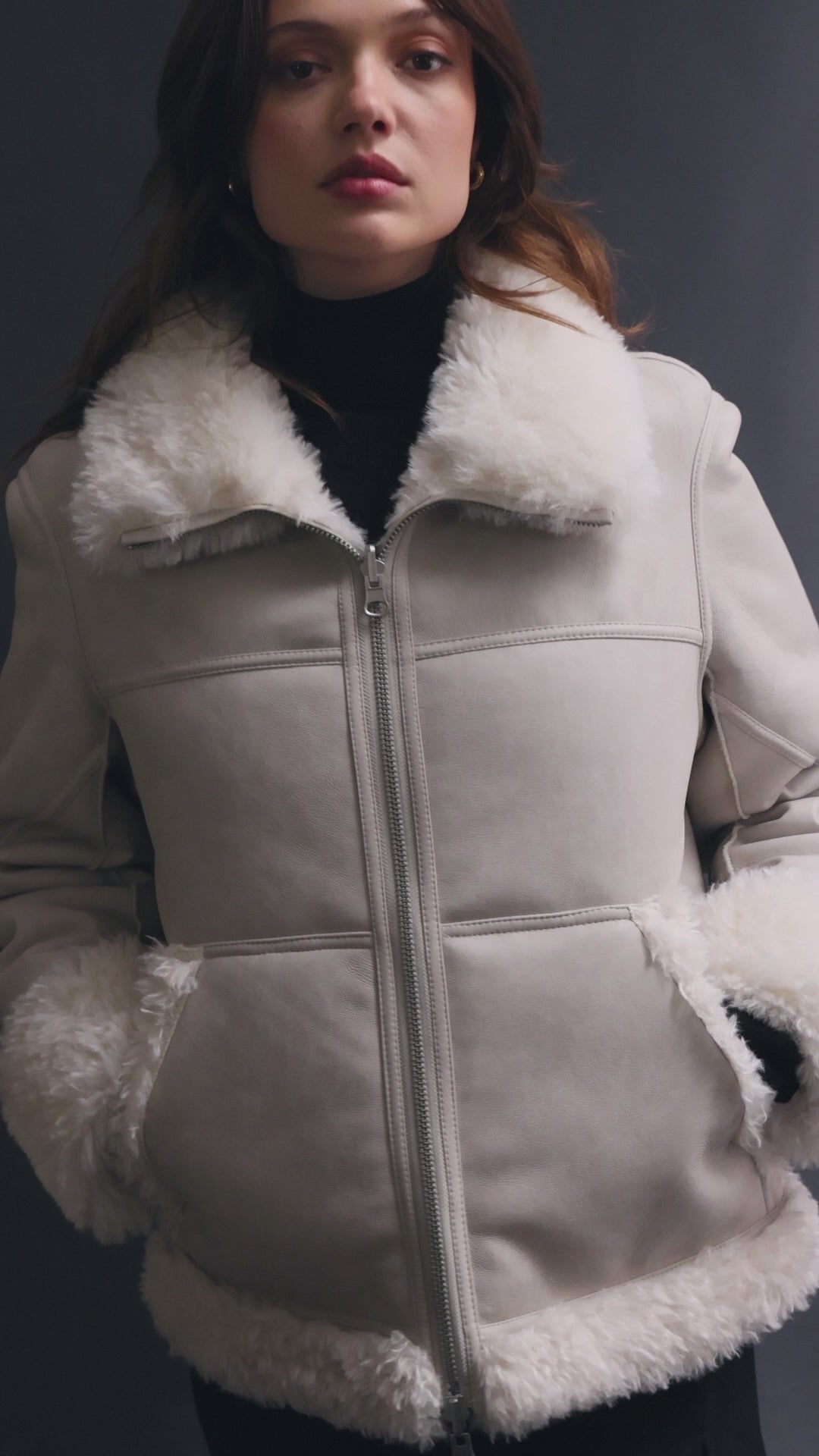 Reversible Aviator Jacket in Chalky