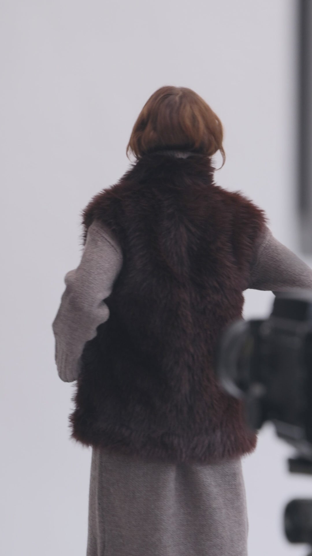 Reversible Faux Fur Gilet in Choc