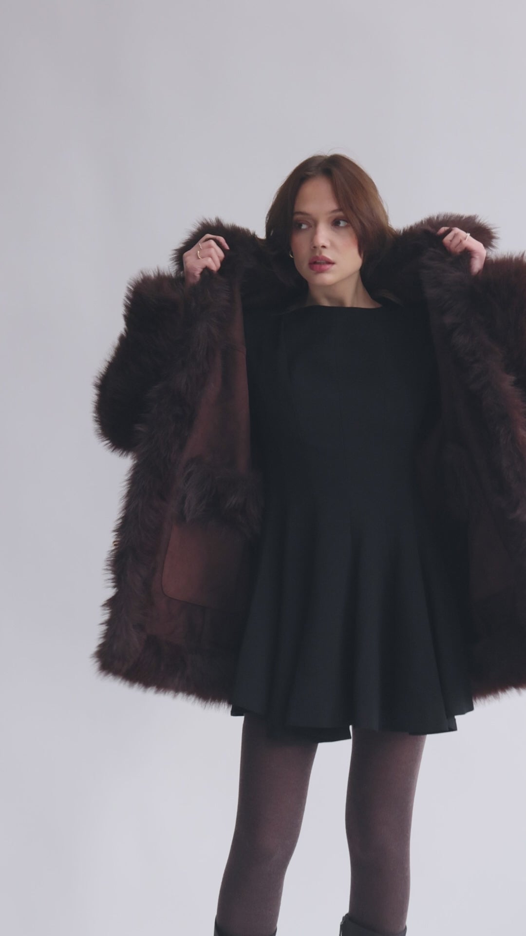 Reversible Duo Coat with Detachable Hood in Choc