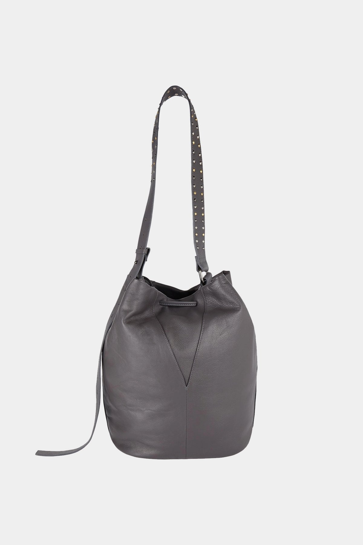 Leather Bucket Hobo Bag